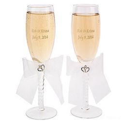Personalized Two Hearts Wedding Flute Set