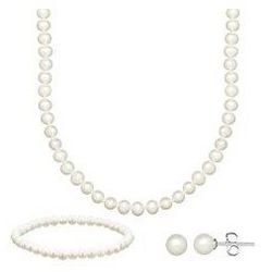 Sterling Silver Freshwater Cultured Pearl Boxed Set
