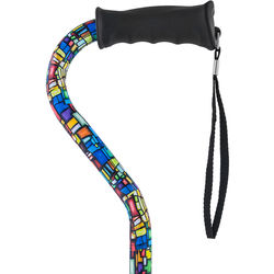 Mosaic Stained Window Offset Walking Cane with Comfort Gel Grip
