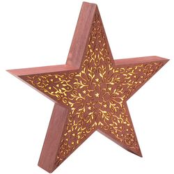 Large 17" Rustic Red Wood Star Light