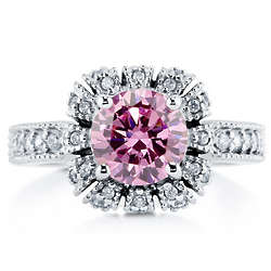 Royal Crown Style Pink CZ Sterling Silver Solitaire Ring