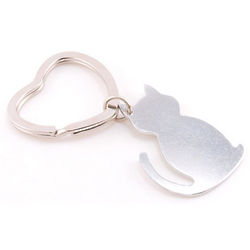 Personalized Hand Stamped Love My Kitty Cat Keychain