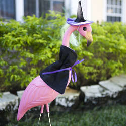 Witch Flamingo Yard Stake