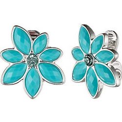 Flower Button Clip Earrings