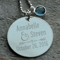 Couple's Personalized Wedding Necklace with Birthstone