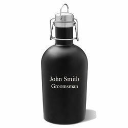 Personalized Stainless Black Matte Beer Growler