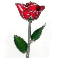 Personalized Platinum Trimmed 11" Preserved Rose