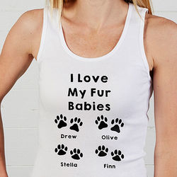 Personalized Love For Pets Pawprints Juniors White Tank Top