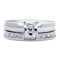 Sterling Silver Princess-Cut CZ Solitaire Rings