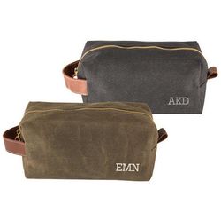 Personalized Men's Waxed Canvas and Leather Dopp Kit