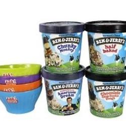 Ben & Jerry's 4 Pints of Ice Cream & Bowls