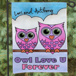 Personalized Owl Love U Forever Garden Flag