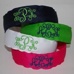 Embroidered Headband with 3 Letter Scroll