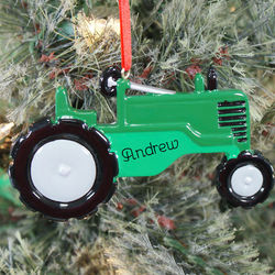 Green Tractor Personalized Ornament