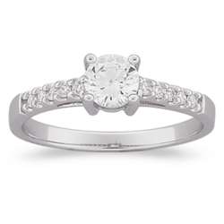 Sterling Silver Round Cubic Zirconia Brilliance Engagement Ring