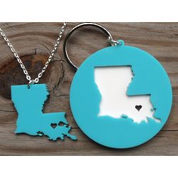 Love My State Necklace and Key Chain Gift Set