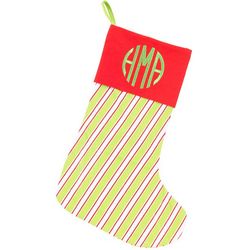 Personalized Green Stripe Christmas Stocking