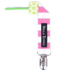 Pink and White Stripe Pacifier Clip