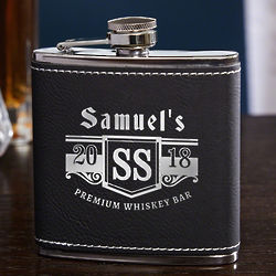 Personalized Bedingfeld Personalized Hip Flask in Black & Silver
