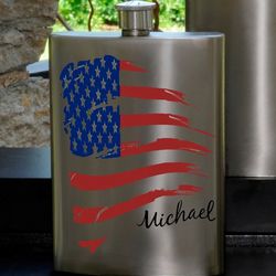 Personalized American Flag Flask