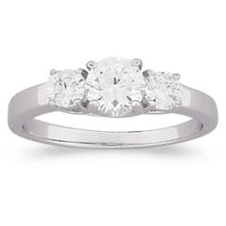 Sterling Silver 3-Stone Round Cubic Zirconia Engagement Ring