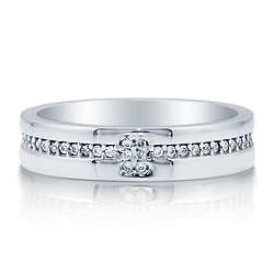 Cubic Zirconia Sterling Silver Full Eternity Couple Ring