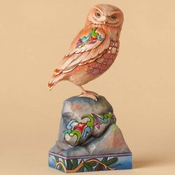 Owl On Rock Figurine