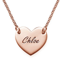 18k Rose Gold Plated Engraved Heart Necklace