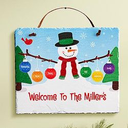 Personalized Snowman Family Slate Plaque