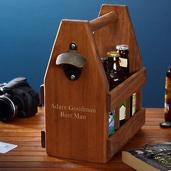 Personalized Wooden Beer Caddy for Bottles or Cans