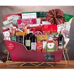 California Winery Christmas Sleigh Gift Basket