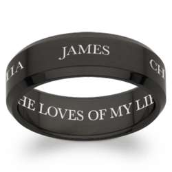 Men's Black Stainless Steel Engraved Name and Message Band