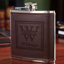 Oakhill Leather Wrapped Fitzgerald Liquor Flask