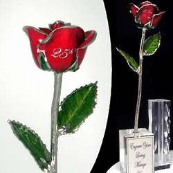 Silver Trimmed 11" Preserved Rose