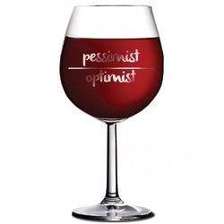 Pessimist Optimist XL Funny 750 mL Wine Glass