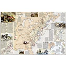 Revolutionary War & War of 1812 Battles 2 Sided Wall Map