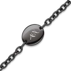 Black Stainless Steel Oval Engraved Bracelet