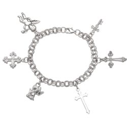 Silvertone Faith and Purity Charm Bracelet