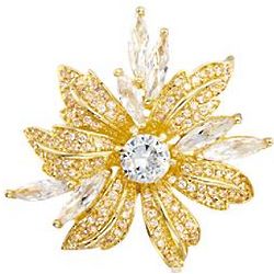 CZ Floral Spray Ring in Gold Plate