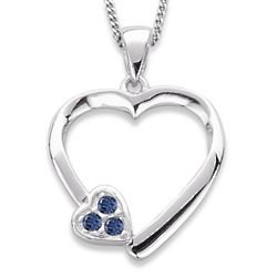 Sterling Silver Birthstone Heart Necklace