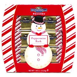 Ghirardelli Peppermint Bark Chocolate Squares Snowman Gift Box