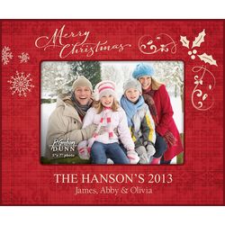 Merry Christmas Personalized Picture Frame in Cherry Red Finish