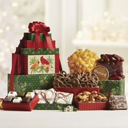 Christmas Cardinal Snacks and Sweets Gift Tower