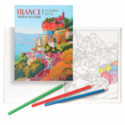 France Travel Posters Coloring Book and Colored Pencils