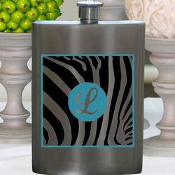 Personalized Zebra Flask