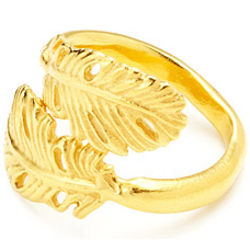 Double Feather 18 Kt Gold Plated Ring