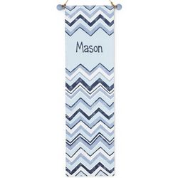 Blue Chevron Hand-Painted Growth Chart