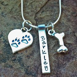 Paw Prints on My Heart Sterling Silver Personalized Necklace
