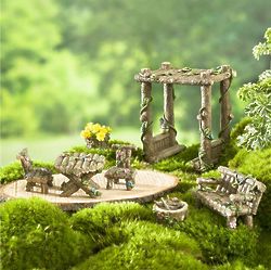 7-Piece Set of Miniature Fairy Garden Furniture