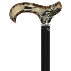 Golden Sienna Derby Walking Cane with Black Shaft and Tripod Base